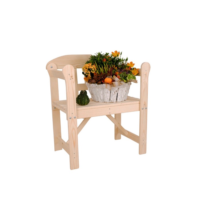 Banca de gradina Transilvan, Emy pentru 1 persoana, 71x81x45 cm, Natur