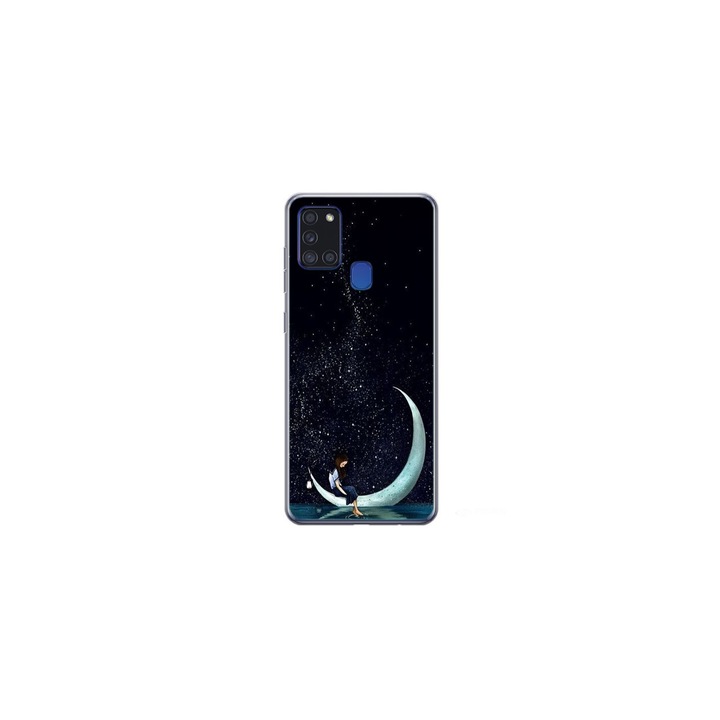 Husa personalizata HQ Print 360 de grad pentru Samsung Galaxy A41, model Moon Fishing, multicolor, S1D1M0270