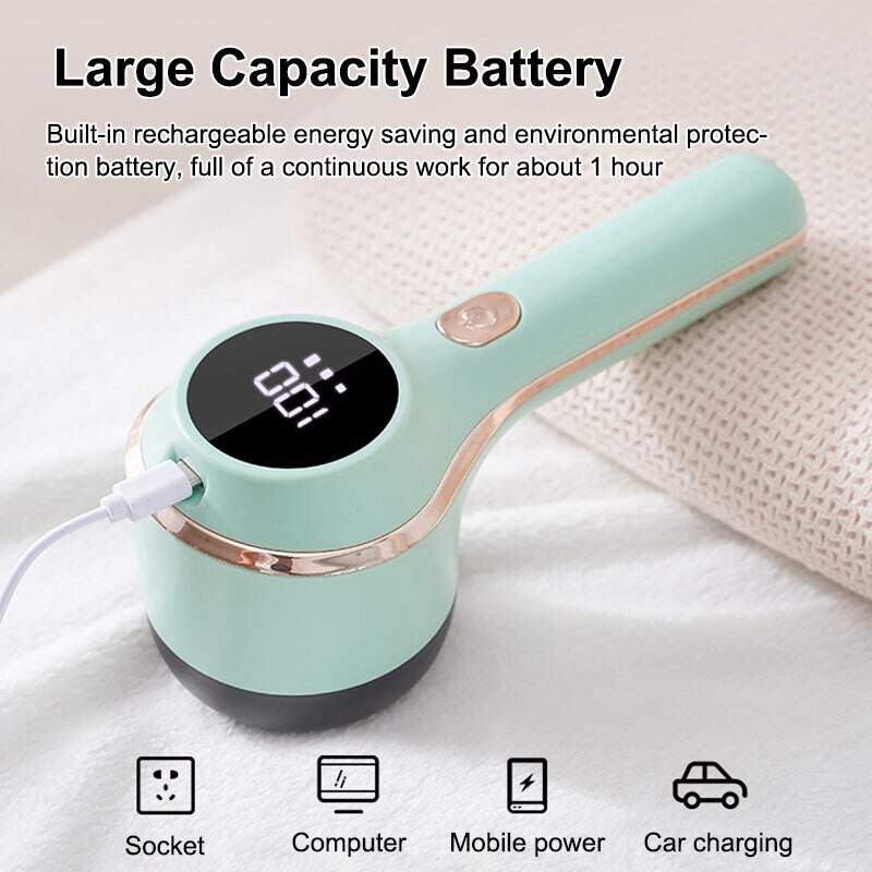 Aparat de curatat scame, JESWO,3 Viteze Ajustabile, Afisaj Digital LED, incarcare USB Type-C, Protectie Dubla Tesaturi, Verde