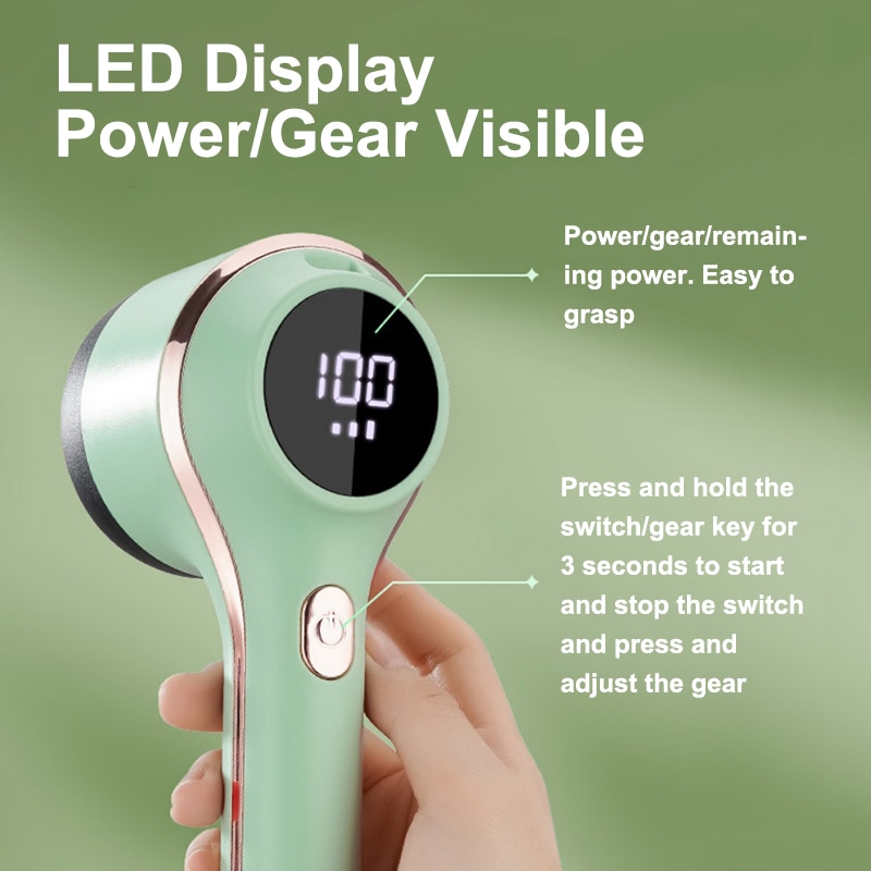 Aparat de curatat scame, JESWO,3 Viteze Ajustabile, Afisaj Digital LED, incarcare USB Type-C, Protectie Dubla Tesaturi, Verde