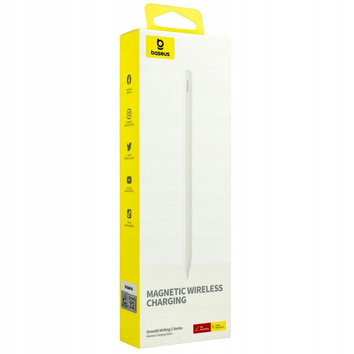 Stylus Baseus Smooth Writing 2 Overseas cu incarcare inductiva pentru iPad / iPad Pro / iPad Air / Mini (2018-2022), alb