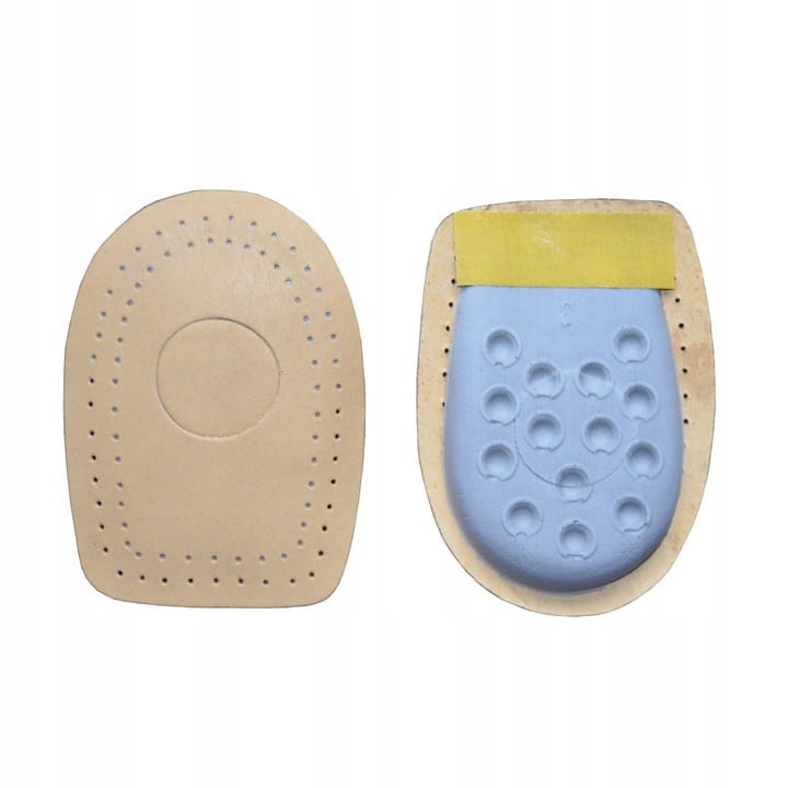 Комплект от 2 стелки за пета, Footservice, ортопедични, латекс/кожа, бежово/синьо