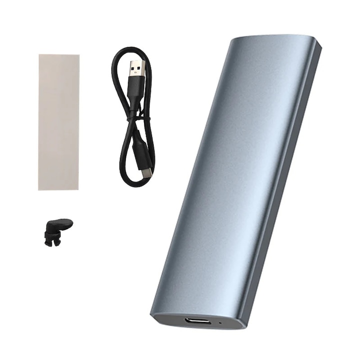 Carcasa pentru hard disk extern NVMe/SATA USB 3.2 Gen2, JESWO, Aluminiu, Gri