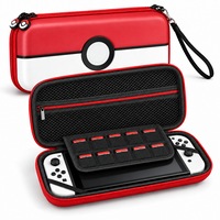 Husa transport pentru Nintendo Switch/Switch OLED, JESWO®, Carcasa Rigida EVA, Anti-zgarieturi si anti-socuri, Dublu fermoar, Stil Pokemon, Rosu/Alb