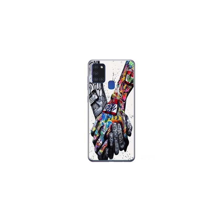Husa personalizata HQ Print 360 de grad pentru Samsung Galaxy A41, model Abstract Holding, multicolor, S1D1M0271