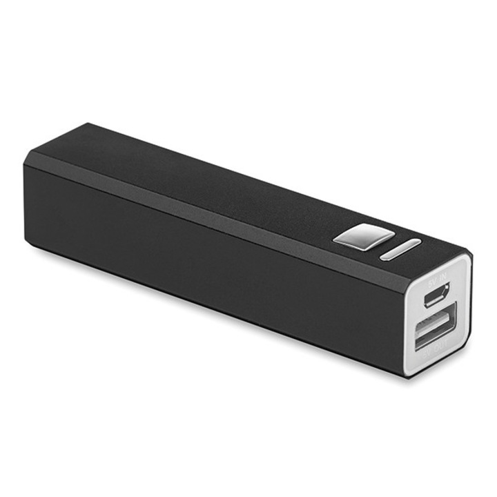 Powerbank алуминиева външна батерия 2200 mAh черна