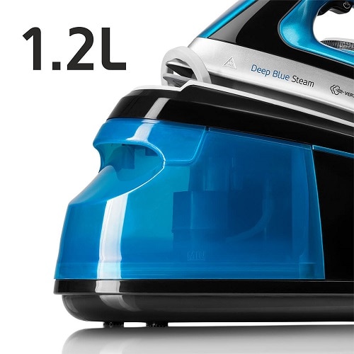 Statie de calcat cu generator de aburi HAEGER DEEP BLUE, Presiune abur 3.5 bar, 2200W, Talpa ceramica pentru alunecare perfecta, Sistem anti-calcar, Functie auto-curatare, Albastru