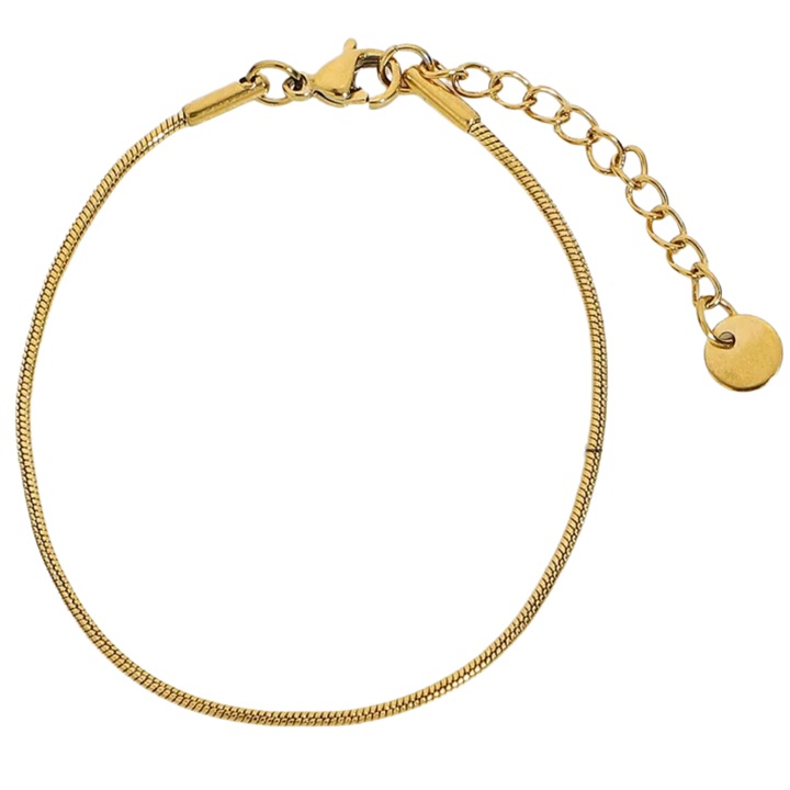 Bratara femei Fiarra®, lant subtire plat, otel inoxidabil placat cu aur de 18K, 16, 5+6, 7 cm, inchidere tip lobster