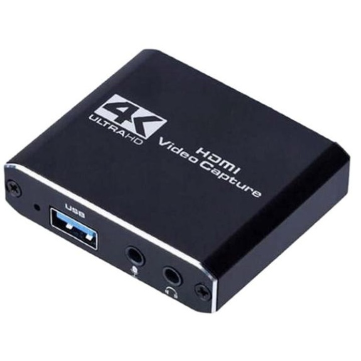 Placa de captura video, XYZ, HDMI, 4K, USB 3.0, Negru