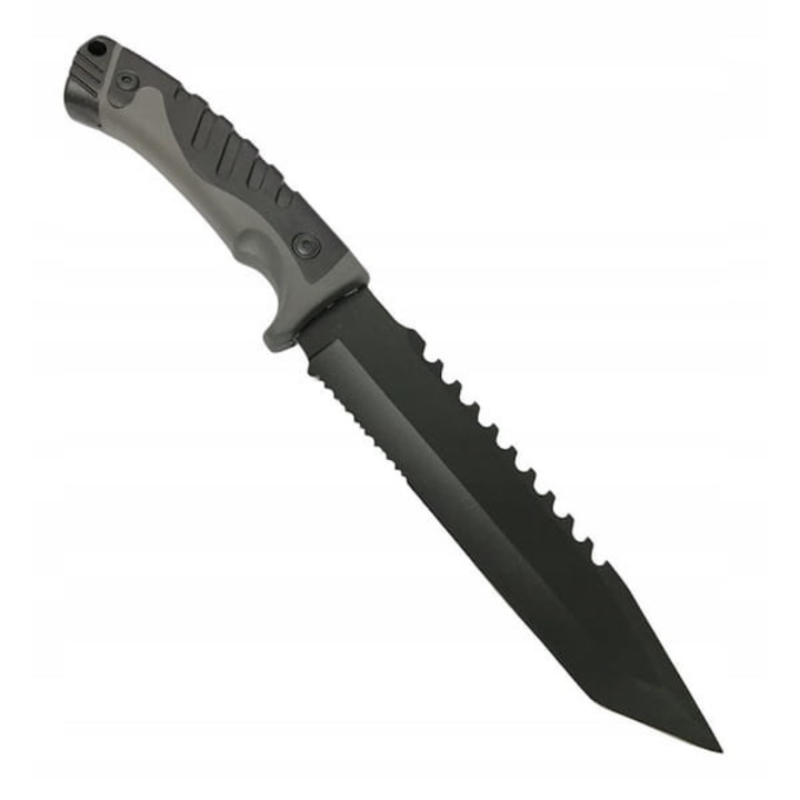 Cutit de vanatoare cu husa, XYZ, Otel/PVC, 33 cm, Negru