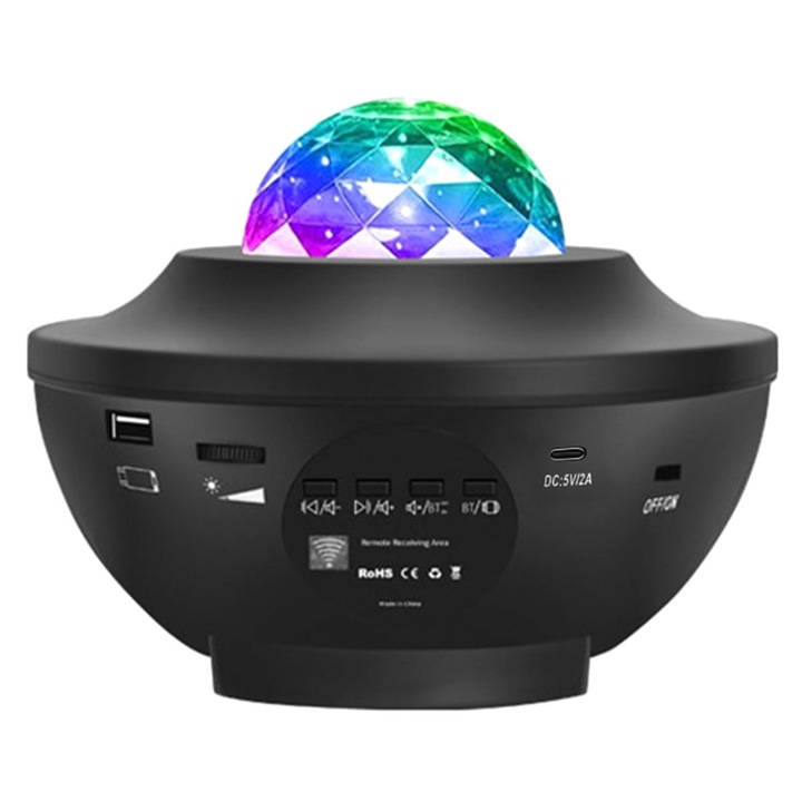 Proiector LED, XYZ, USB, Negru