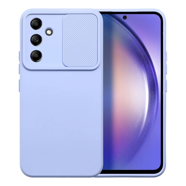 Калъф Daden® Slide за Samsung Galaxy A54 5G, защита на камерата, плъзгач на камерата, течен силикон, вътрешност от микрофибър, лилав