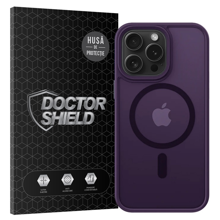 Защитен калъф, съвместим с Apple iPhone 15 Pro Max, Doctor Shield Fantom, MagSafe - лилав