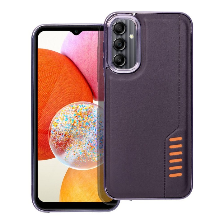 Samsung Galaxy A14 4G / A14 5G kompatibilis hátlap tok, telefon tok, sötétlila, Milano