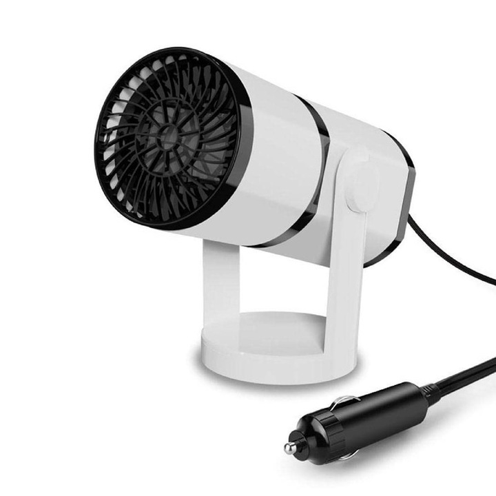 Автомобилен нагревател идеален режим на отопление/охлаждане за автомобила, JENUOS®, с размразител на предното стъкло, Вентилатор 12V, 150W, Бял