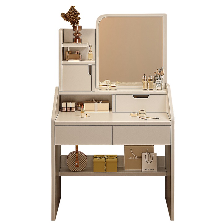 Masa de toaleta moderna, alb, Muvu, MDF, 130 x 40 x 70 cm