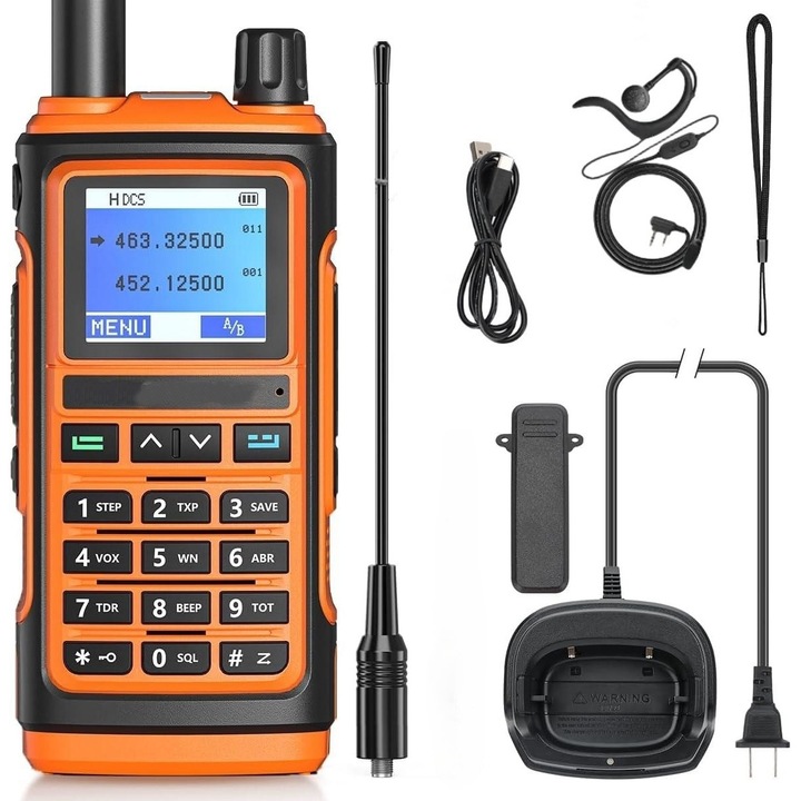Преносима радиостанция за излъчване, MOSMAOO, UV-17 Pro, 10 W, със слушалки, оранжева
