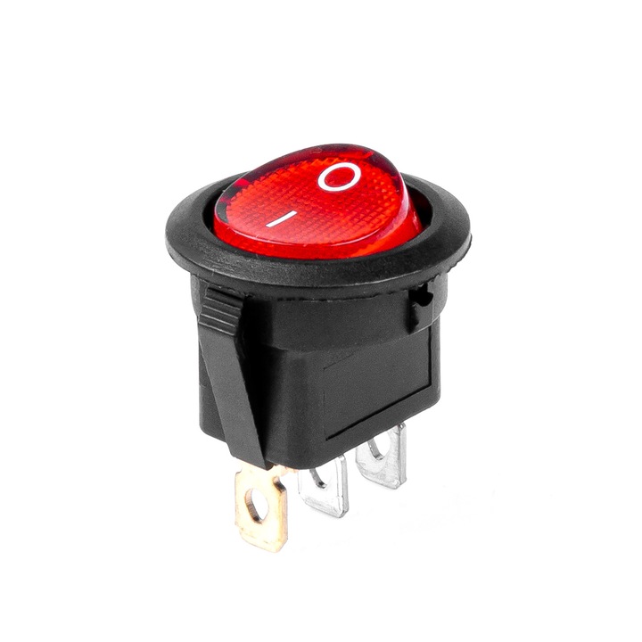 Кръгъл автомобилен ключ ON/OFF с червена светлина 12/24V max 20A