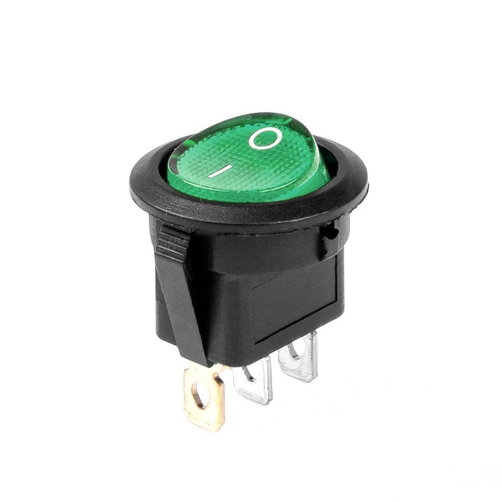 Кръгъл автомобилен ключ ON/OFF със зелена светлина 12/24V max 20A