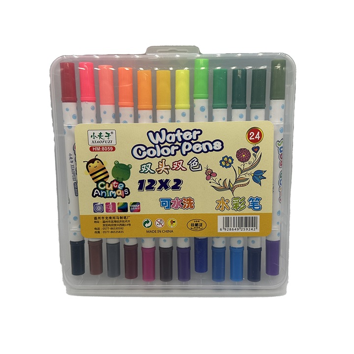 Set 9 Carioci cu 2 capete, pe baza de apa, Vision XXI