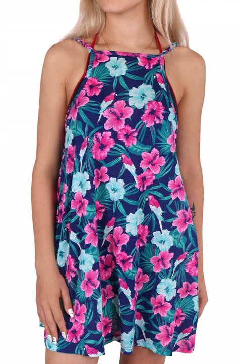 Tunica albastra, rochie cu flori, rochie de acoperire pentru costum de baie, M INTL