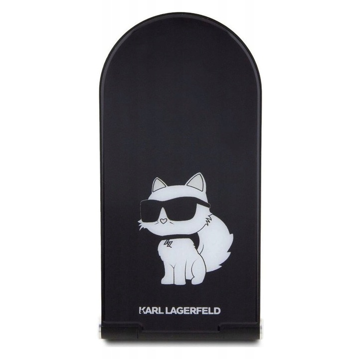 Induktív asztali töltő MagSafe 2 az 1-ben Karl Lagerfeld Choupette NFT-vel, fekete