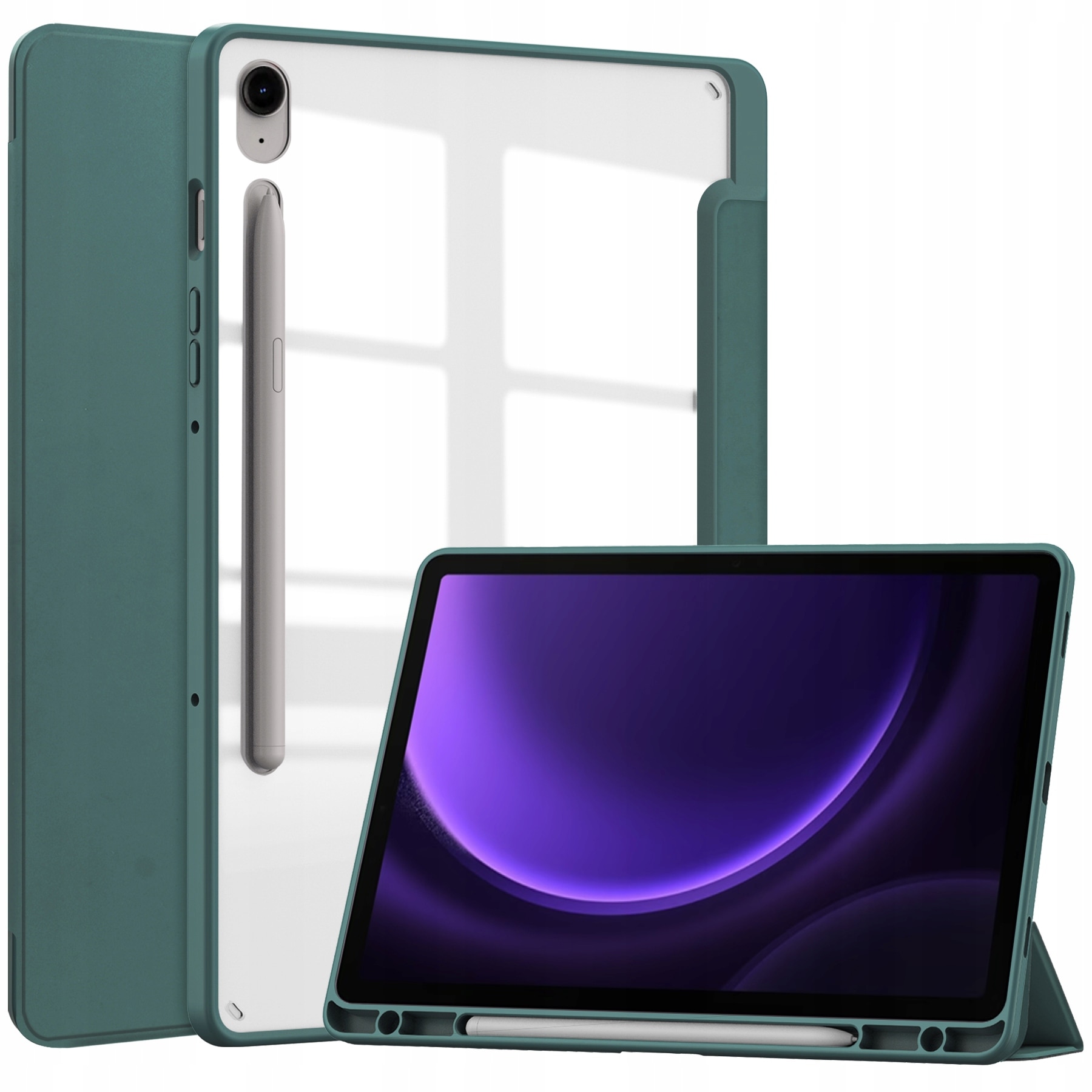 Husa pentru Samsung Galaxy Tab S9 FE, Bizon, Poliuretan, Verde