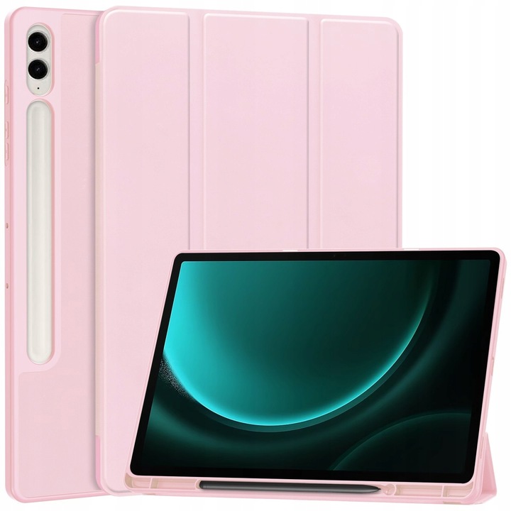Защитен калъф за Samsung Galaxy Tab S9 FE Plus, Бизон, Полиуретан, Розов