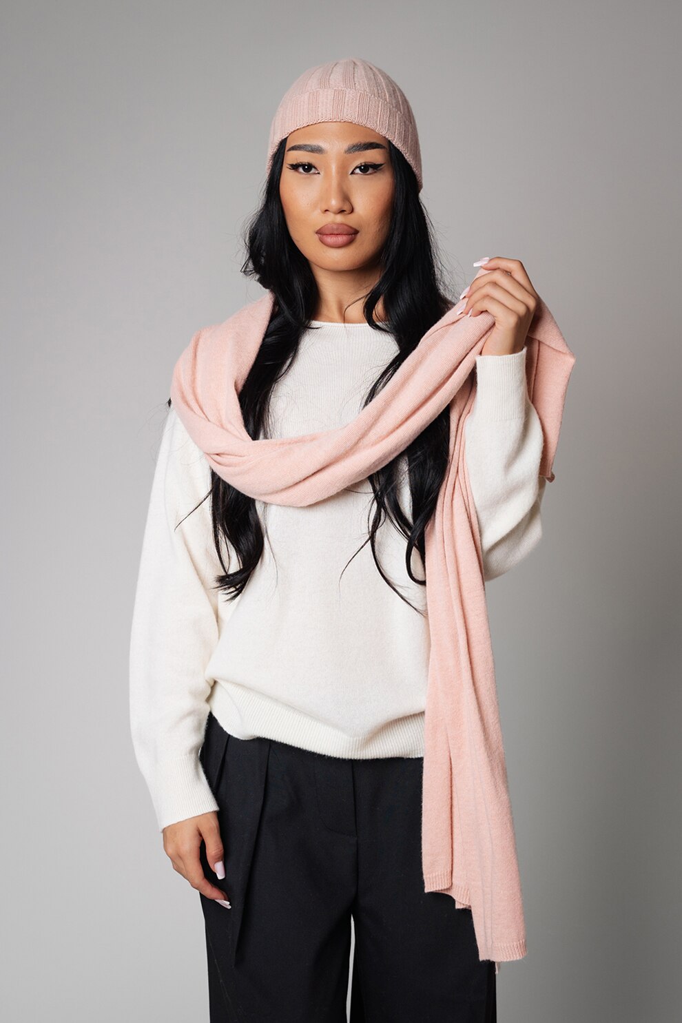 uFIT, Fular din amestec de lana si casmir, Roz pastel - eMAG.ro