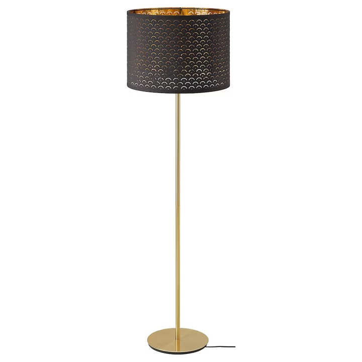 Acél lámpa, sárgaréz/fekete, 163 cm, 13W, E27