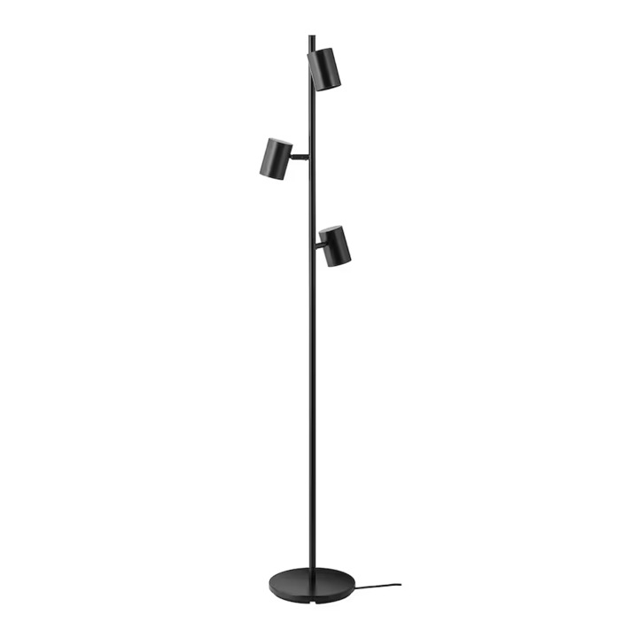 Acéllámpa 3 spotlámpával, fekete, 160 cm, 8,5W, GU10