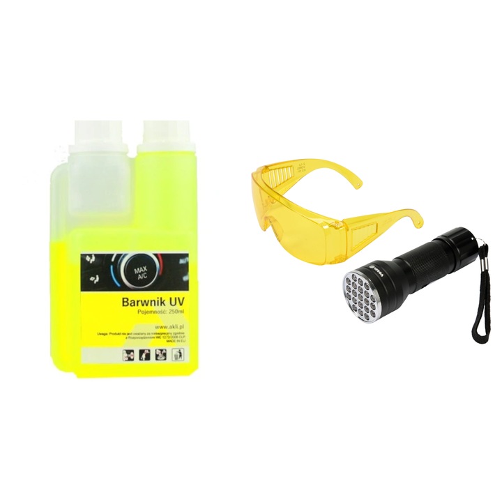 Festék/szemüveg/lámpa készlet, Akli, UV, 21 LED