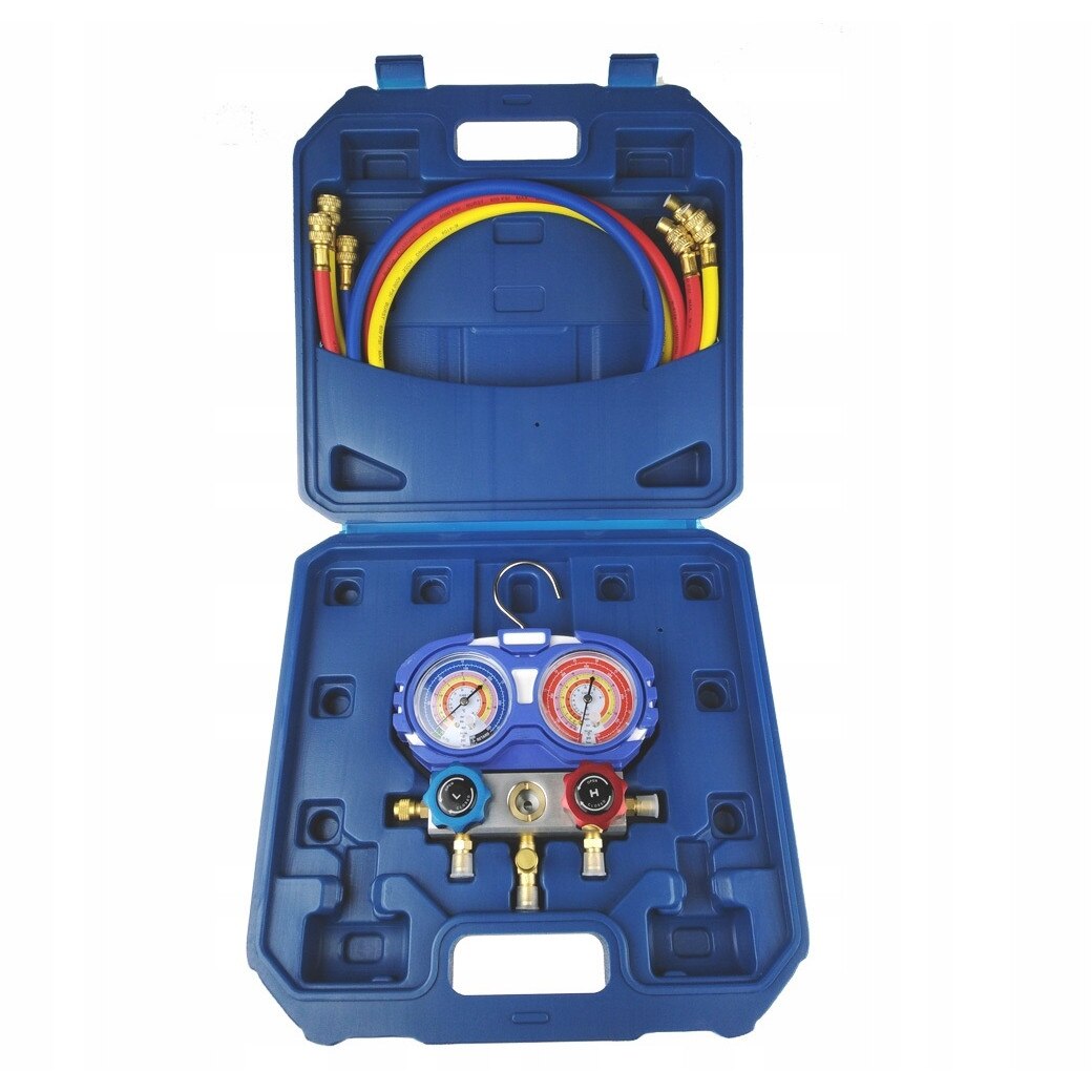 Set manometre R32 R410A R404A R449A cu furtunuri, AKLI, Multicolor ...