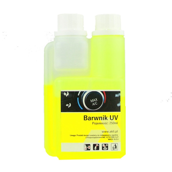UV festék hűtőfolyadékhoz, Akli, 250 ml, Sárga