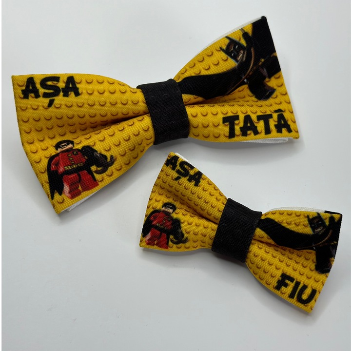 Set papioane Tata si fiu, imprimeu Lego, hand made