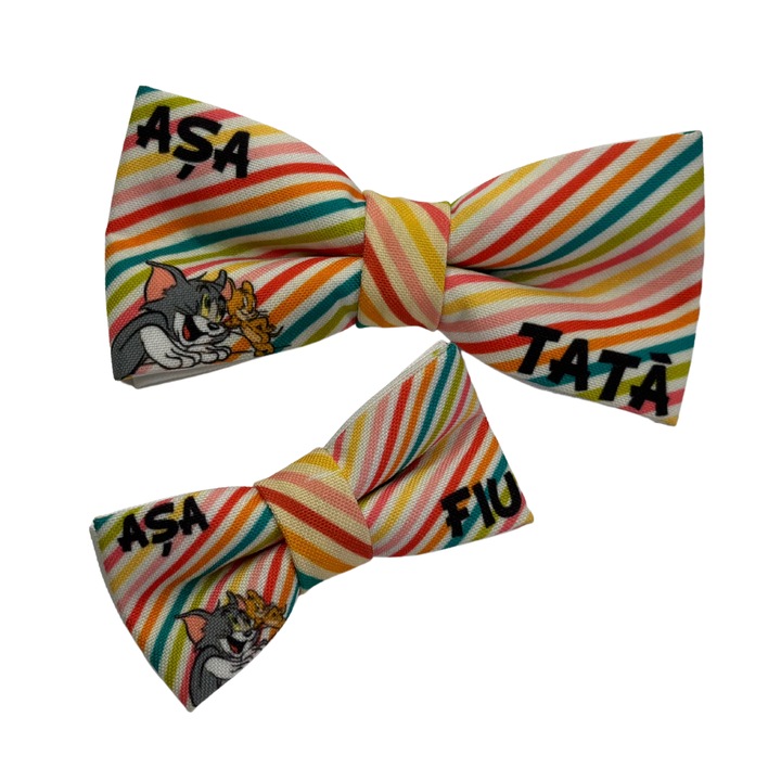 Set papioane Tata si fiu, imprimeu desene, hand made