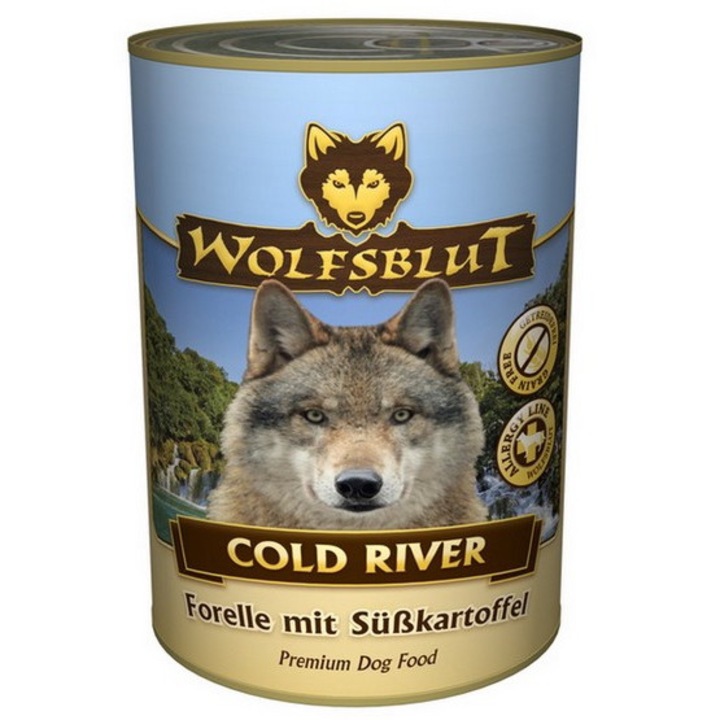 Kutyaeledel, Wolfsblut, Cold River, pisztráng, 395g