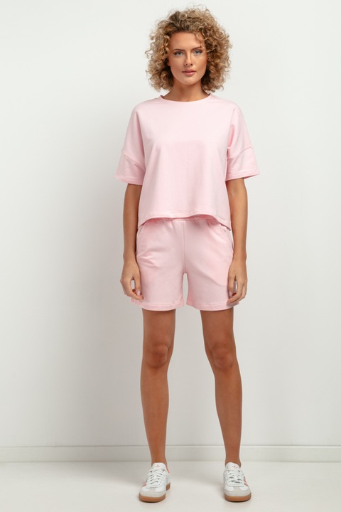 Hanorac cu maneci scurte, Tessita, roz deschis, XS/M