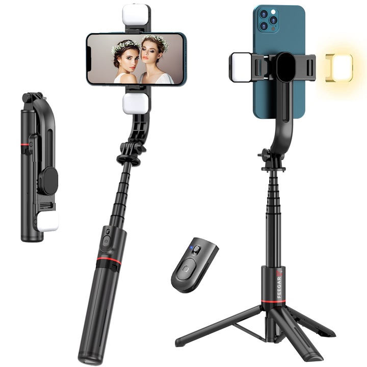Selfie Stick Feegar Flash Telefon Stick BT LED Trepied