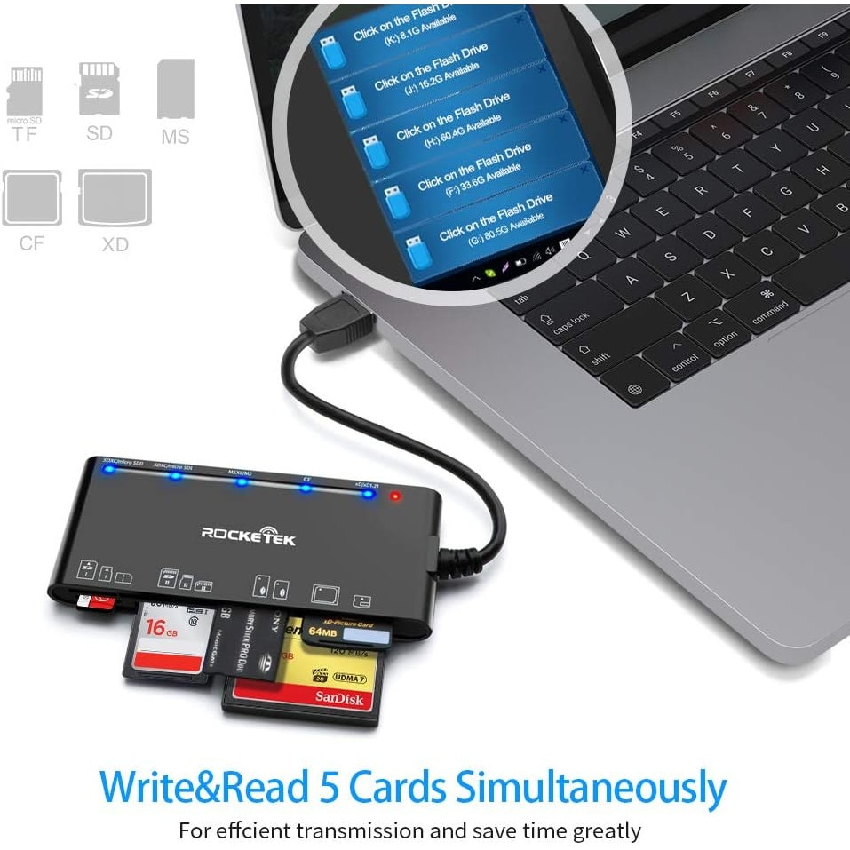 Четец на карти с адаптер 7 в 1, JENUOS®, micro SD / SD, USB и USB-C ...