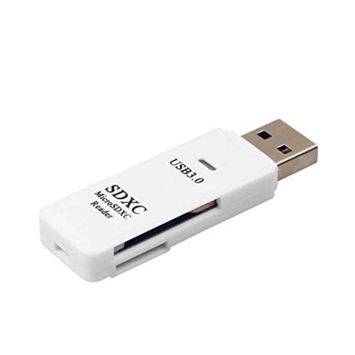 Cititor USB 3.0, pentru cardurile SDXC, JENUOS®, pentru scriere/stocare/transfer de date, Alb