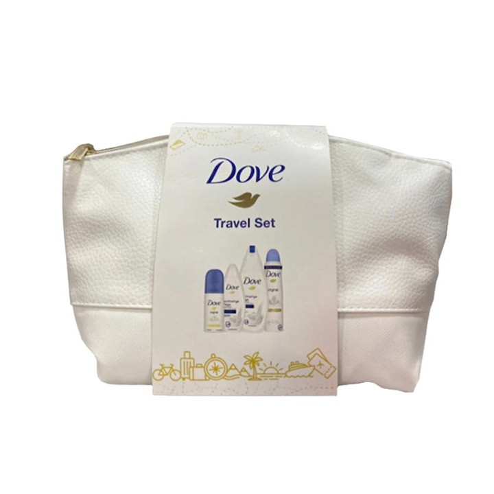 Set Dove Travel, Gel de dus 250 ml, Gel de dus 55 ml, Spray deodorant Dove 150 ml, Spray deodorant DOve 35 ml