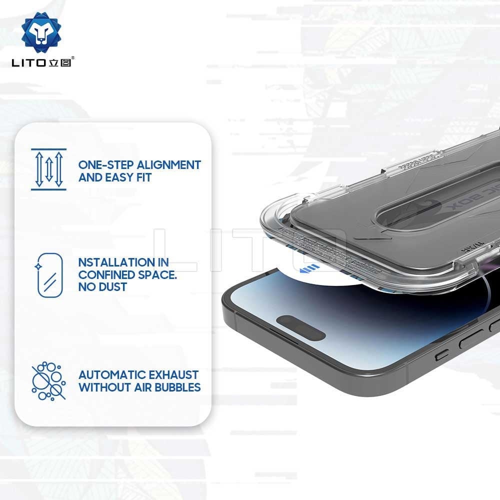 Folie de protectie Ecran Privacy Lito Magic Glass Box D+ Tools pentru Apple iPhone 16e / 14 / 13 Pro / 13, Sticla Securizata, Full Glue