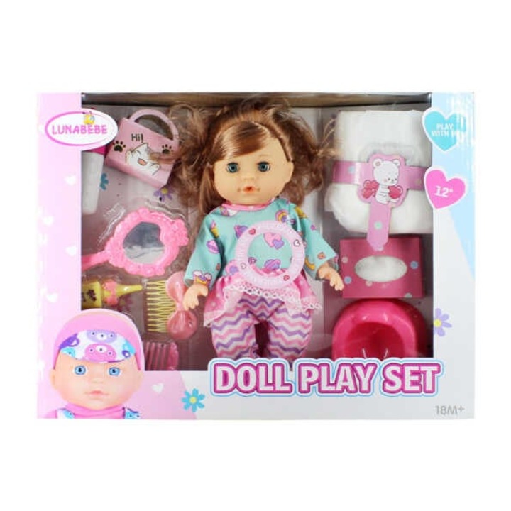 Interaktív baba, kiegészítőkkel Babajáték Szett, 28 cm