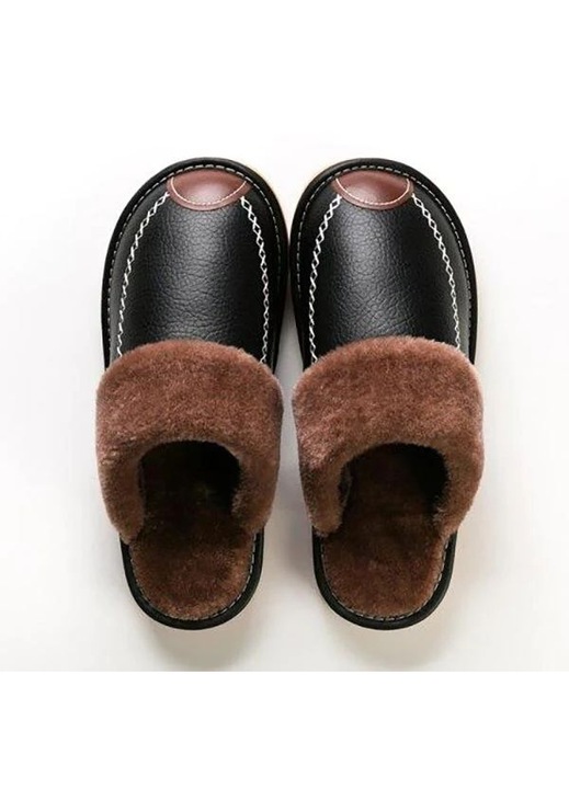 Kényelmes bőrpapucs, Noblefeet, Fekete/Barna, 40-41