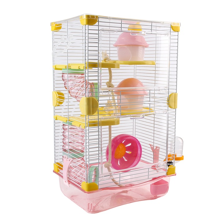 Клетка за хамстер, XGETOP, 27*20,5*47 см, розова