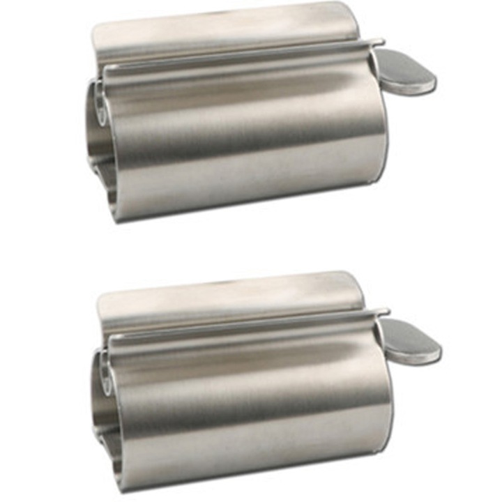 Set 2 dispozitiv pentru stors pasta de dinti, Axroad Mall, Stoarcerea tub crema, spuma curatare, Pune capat risipei, Cu un maner rotativ, Poate dura mult timp, Pentru bucatarie, baie, Inox, 6.3x3.5x3.8cm, Argintiu