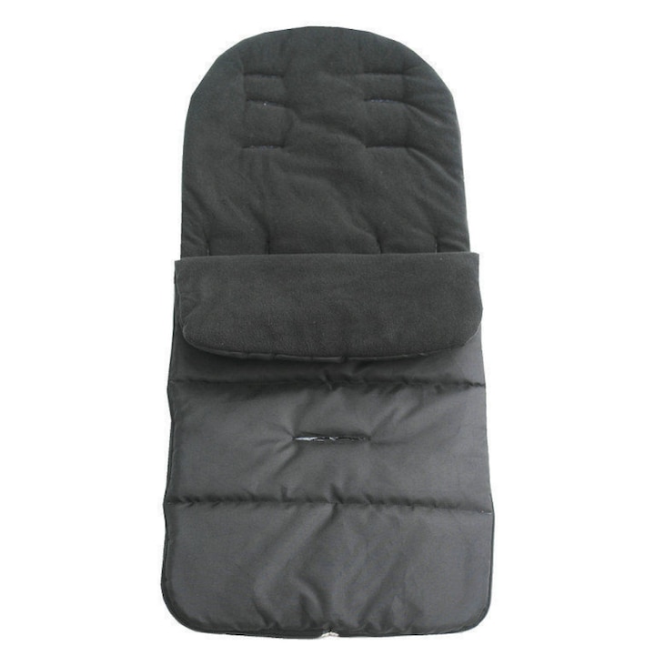 Чанта за количка с цип, защита от студ, вятър и влага, универсален размер, топла материя, за спортна количка или столче за кола, система за захващане против изплъзване, черен цвят