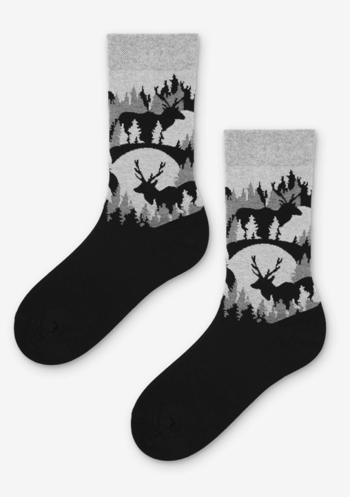 Set de 2 sosete pentru barbati, Marilyn, Bumbac, Negru/Gri, 41-45 EU