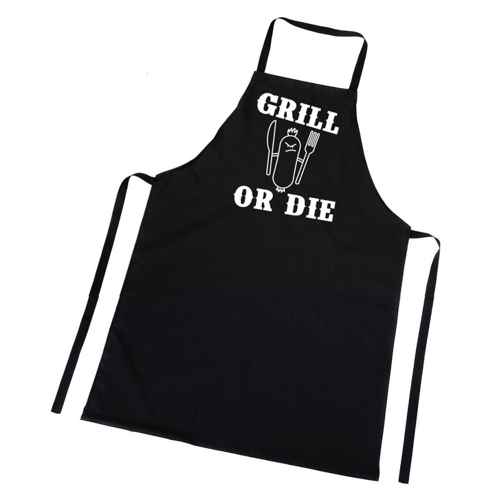 Sort de bucatarie, 86x61 cm, Grill or Die, negru